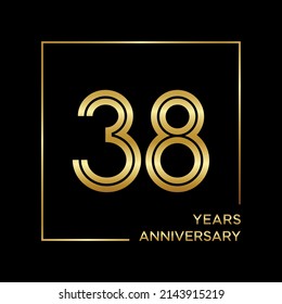 38th anniversary logotype. Anniversary celebration template design for booklet, leaflet, magazine, brochure poster, banner, web, invitation or greeting card. Vector illustrations.