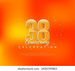 38th anniversary with a luxurious orange color design. simple modern premium vector. Premium vector for poster, banner, celebration greeting.