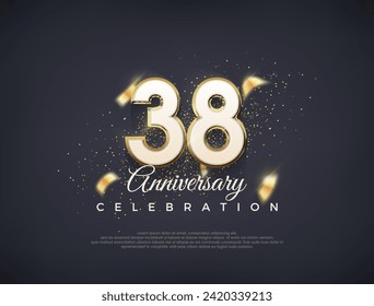 Número de 38 años con números elegantes. diseño vectorial premium de lujo. Vector premium para afiches, banner, saludo de celebración.