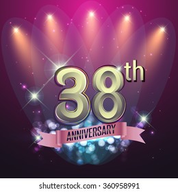 38th Anniversary, Party poster, banner or invitation - background glowing element. Vector Illustration.
