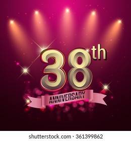 38th Anniversary, Party poster, banner or invitation - background glowing element. Vector Illustration.