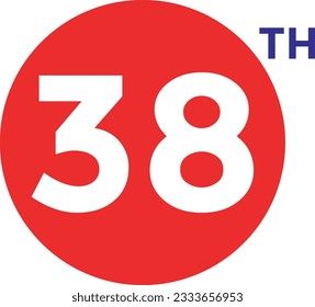 38.º número ordinal contando ilustración de arte vectorial con fuente fantástica y color rojo azul - 38º aniversario - feliz cumpleaños
