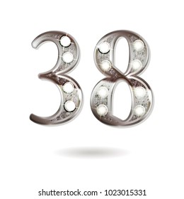 38th silver anniversary logo, ten years birthday celebration solated on white background