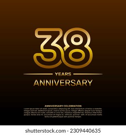 38th year anniversary design template in gold color. vector template illustration