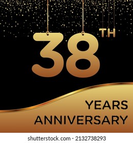 38th years anniversary, vector design for anniversary celebration with gold color on black background, simple and luxury design. logo vector template
