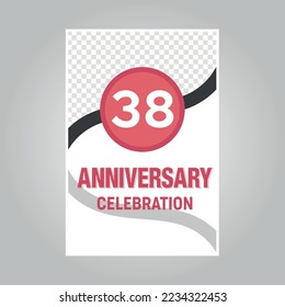 
38th years anniversary vector invitation card.Template of invitational for print on gray background
