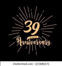 39 Anniversary fireworks and celebration background - stock vector - Vector