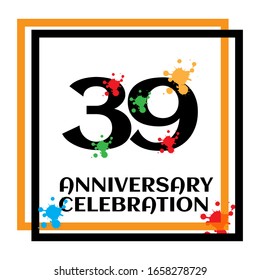 39 anniversary logo vector template. Design for banner, greeting cards or print