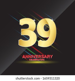 39 anniversary logo vector template. Design for banner, greeting cards or print