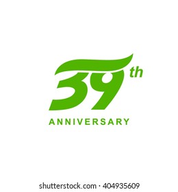 39 anniversary wave logo green