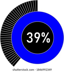 39% circle percentage diagram for web design, user interface (UI) or infographic - indicator with blue and black