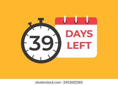 39 Tage bis zum Countdown Vorlage. 39 Tage Countdown links Tage Banner Design. 39 Tage Countdown-Timer