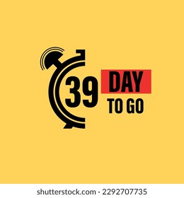 39 days to go last countdown icon. treaty nine days go sale price offer promo deal timer, 39 day only, Countdown left days banner. count time sale. Vector illustration, number of days left badge