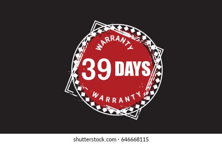 39 days warranty icon vector with black background
