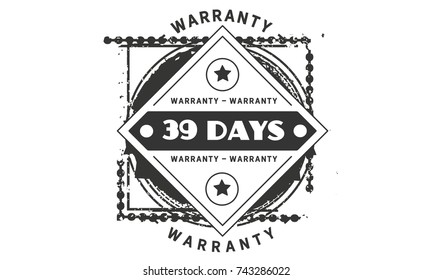 39 days warranty icon vintage rubber stamp guarantee