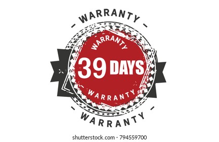 39 days warranty icon vintage rubber stamp guarantee