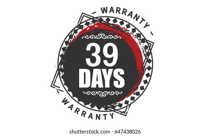 39 days warranty vector vintage grunge guarantee background