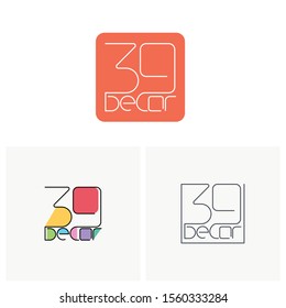 39 Decor logo design vector template. Line Art
