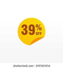 39 discount, Sales Vector badges for Labels, , Stickers, Banners, Tags, Web Stickers, New offer. Discount origami sign banner
