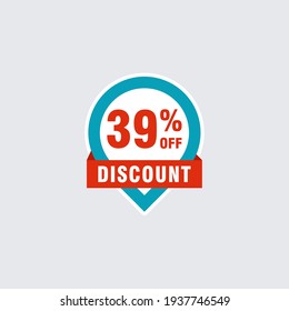 39 Rabatt, Vektor-Abzeichen für Labels, , Aufkleber, Banner, Tags, Web-Aufkleber, Neues Angebot. Discount-Origami-Zeichenbanner