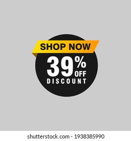 39 discount, Sales Vector badges for Labels, , Stickers, Banners, Tags, Web Stickers, New offer. Discount origami sign banner