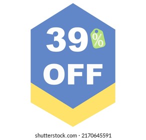 39% discount special limited offer vector illustration with blue background color and 

white font