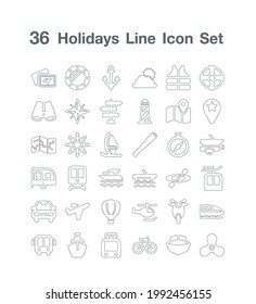 39 Hoilday line icon set vector