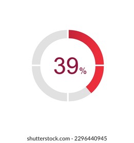 39% de carga. 39% de diagramas de círculo Vector de infografía, 39% listo para usar para diseño web ux-ui.