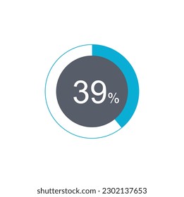 39% de carga. 39% de diagramas de círculo Vector de infografía, 39% listo para usar para el diseño web.