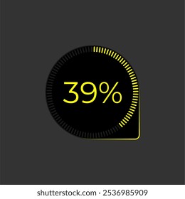 39% Loading. Ui Diagram vector. Download progress icon. Circle diagram interface. Thirty nine percent downloading.