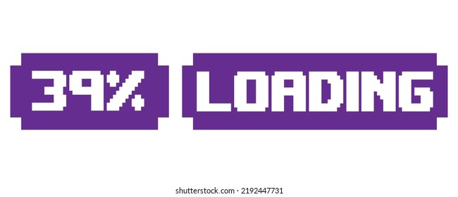 39% Loading vector art illustration percentage counter sign label with fantastic font and purple white color