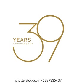 39 logo, 39th Anniversary Logo, 39th Golden Color, Vector Template Design element for birthday, invitation, wedding, jubilee, and greeting card illustration.