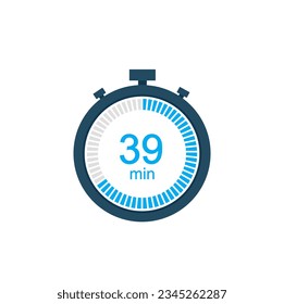 Icono vectorial de reloj de contador digital o temporizador de cuenta regresiva de 39 minutos. Icono del vector Stopwatch de 39 min, temporizador digital.