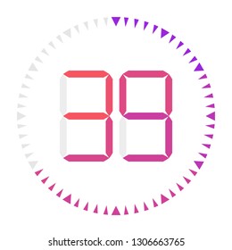 The  39 minutes, stopwatch vector icon, digital timer. Vector digital count down circle board with circle time pie diagram. Watch outline style design, designed for web and app.