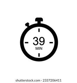 Icono de temporizador de 39 minutos, temporizador digital de 39 minutos. Reloj y reloj, cronómetro, cuenta regresiva.