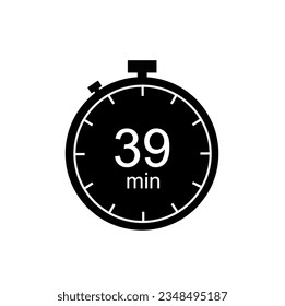 temporizador de 39 minutos, icono de cronómetro de 39 minutos o de cuenta regresiva.