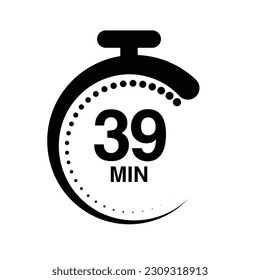 39 minutes timer stopwatch vector illustration isolated on white background.