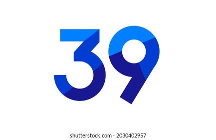 39 Number Modern Flat Blue Logo