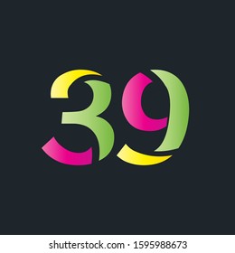 39 number multicolor letter logo design