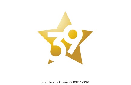 39 Number New Gold Abstract Star Logo