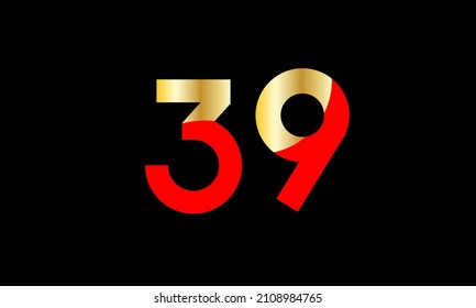 39 Nummer neues Gold Red Elegant Logo