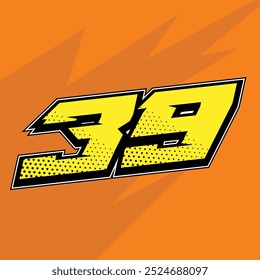 39 number racing sport design vector