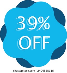 39% de descuento Vector azul y anuncio de marketing de ilustraciones en fondo blanco