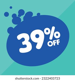 39% off per cent, percentage number in a colored circle, promotion, big sale, colorful background
