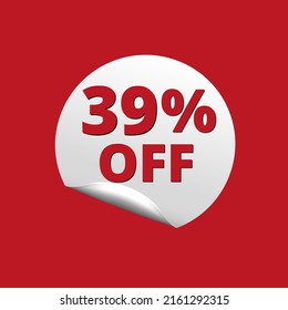 39% off with red background and white sticker at amazing discount sale