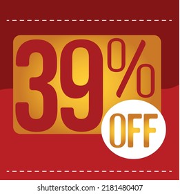 39% de descuento. banner rojo y naranja con globo flotante para promociones y ofertas
