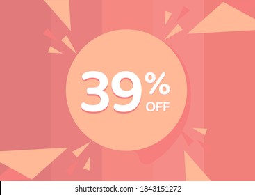 39% OFF Sale Discount Banner, Discount offer, 39% Discount Banner on pinkish background