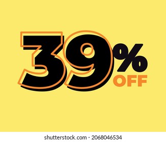 39% fuera de etiqueta treinta y nueve por ciento descuento venta de viernes negro carta de fondo amarillo