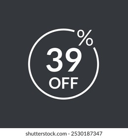 39% off. Thirty nine percent off emblem icon. Discount flat modern icon. Vector illustration.