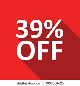 39% de texto blanco sobre fondo rojo